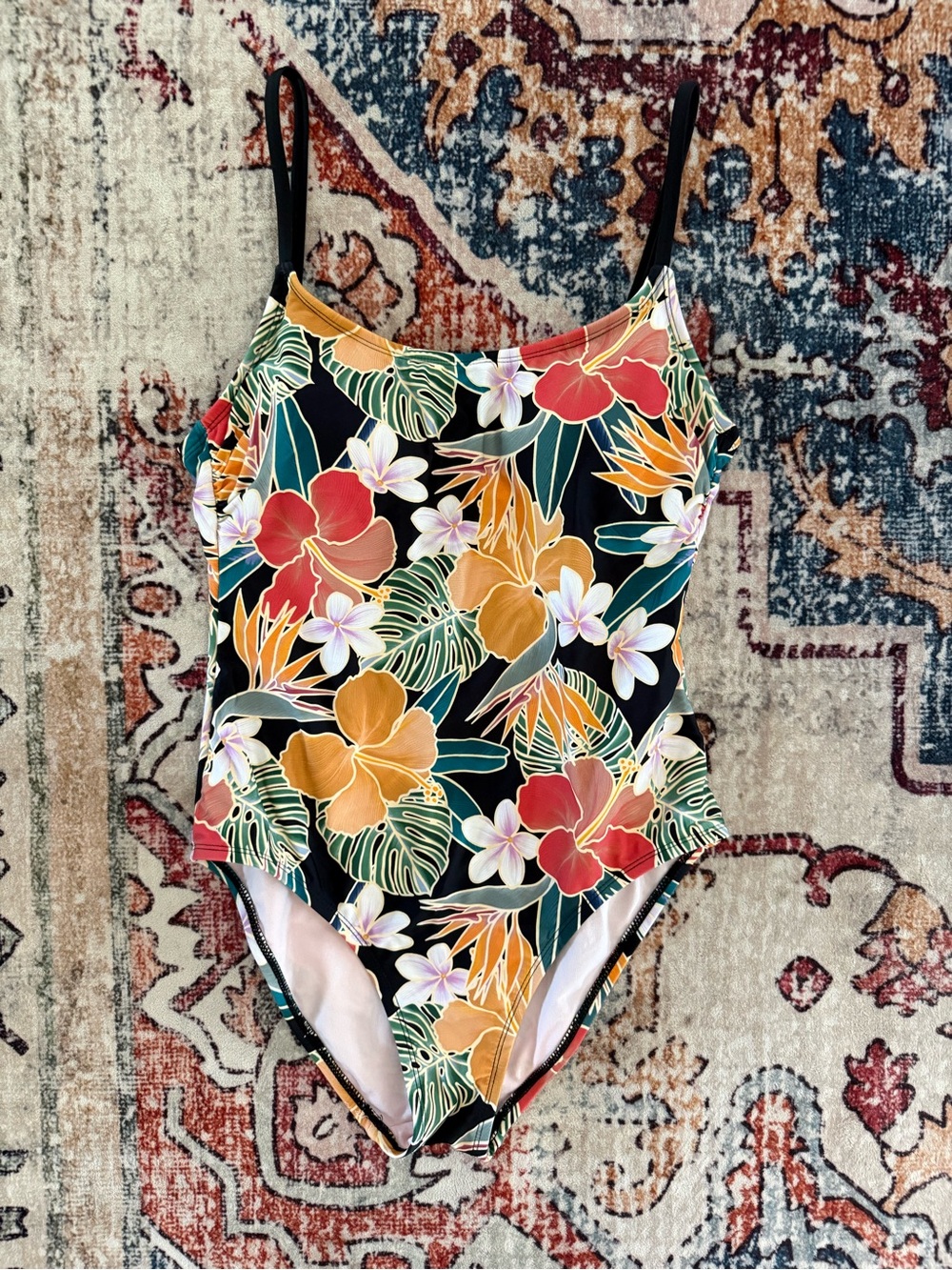 Hurley Women’s Black One-Piece Swimsuit with Tropical Floral Print